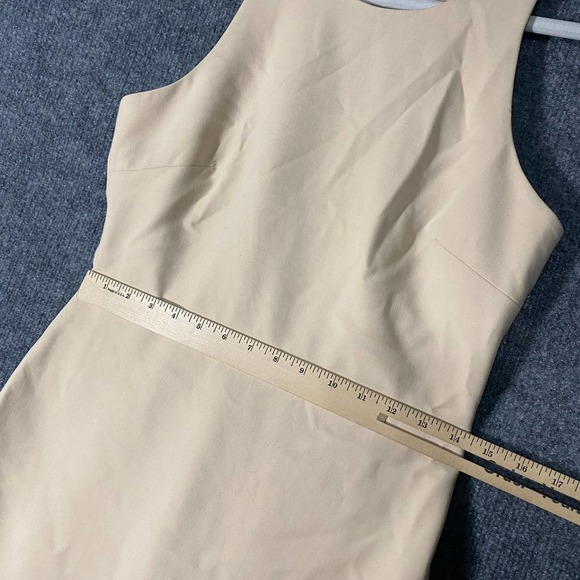 Cinq A Sept Midi Dress 8 Medium Beige Sand Sleeveless Piper Ruffle Asymmetrical - Picture 6 of 13